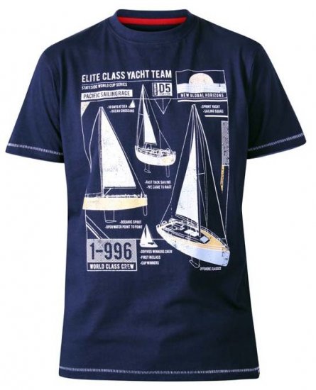 D555 Neville Yacht Team Crew Neck Printed T-Shirt Navy - Herren-T-Shirts - Herren-T-Shirts in großen Größen