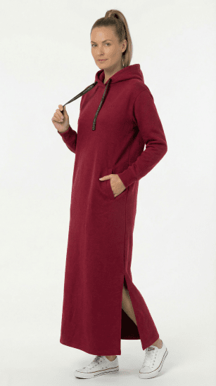 Nora Mikken MARTINA Maxi Hoodie Dress Burgundy - DAMENMODE XS-XXL - 