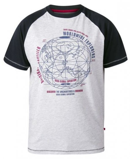 D555 Obama Worldwide Explorers T-Shirt Off White Marl - Herren-T-Shirts - Herren-T-Shirts in großen Größen