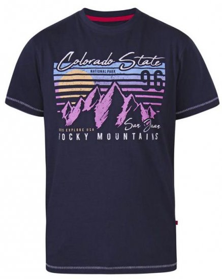 D555 Orkney Rocky Mountains Crew Neck T-Shirt Navy - Herren-T-Shirts - Herren-T-Shirts in großen Größen