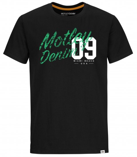 Motley Denim Oxford T-Shirt Green on Black - Herren-T-Shirts in großen Größen - Herren-T-Shirts in großen Größen