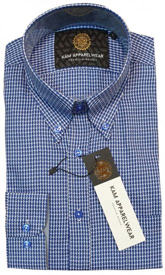 Kam Jeans P001 Long Sleeve Premium Shirt Blue - Herrenhemden - Herrenhemden in großen Größen
