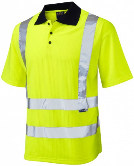 Leo Croyde Comfort Polo Shirt Hi-Vis Yellow - Herren arbeitskleidung - Herren Arbeitskleidung Große Größen