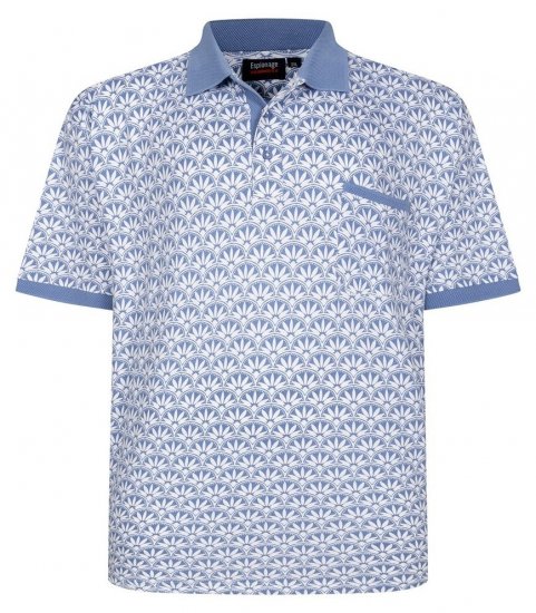 Espionage P231 Poloshirt mit geometrischem Druck Blau/Weiß - Polo-shirts für herren - Polo-Shirts für Herren in großen Größen
