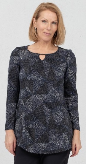 Scandinavian Caramel Triangles Tunic Dark Blue - Bedruckte T-shirts für damen - 