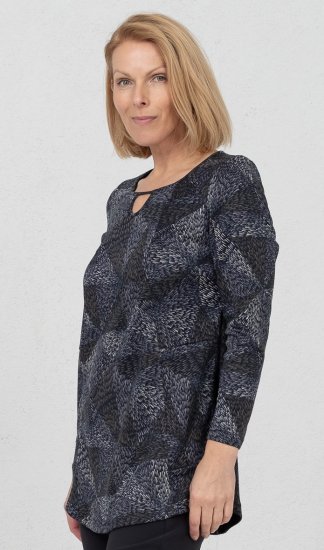 Scandinavian Caramel Triangles Tunic Dark Blue - Bedruckte T-shirts für damen - 
