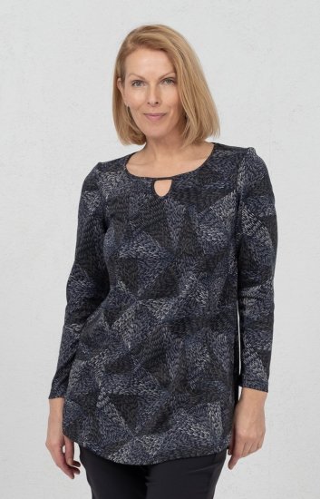 Scandinavian Caramel Triangles Tunic Dark Blue - Bedruckte T-shirts für damen - 