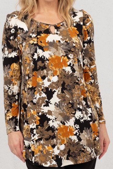 Scandinavian Caramel Flower Petals Tunic Orange and Brown - Bedruckte T-shirts für damen - 