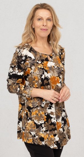 Scandinavian Caramel Flower Petals Tunic Orange and Brown - Bedruckte T-shirts für damen - 