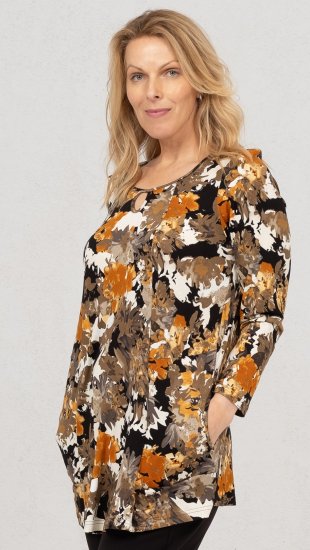 Scandinavian Caramel Flower Petals Tunic Orange and Brown - Bedruckte T-shirts für damen - 