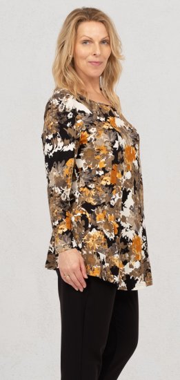 Scandinavian Caramel Flower Petals Tunic Orange and Brown - Bedruckte T-shirts für damen - 