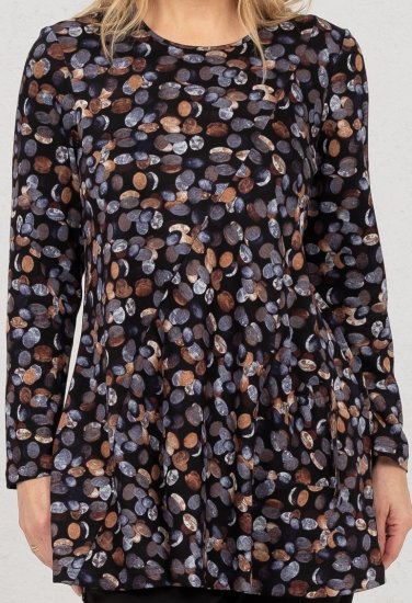 Scandinavian Caramel Flower Petals Tunic Copper and Blue - Bedruckte T-shirts für damen - 