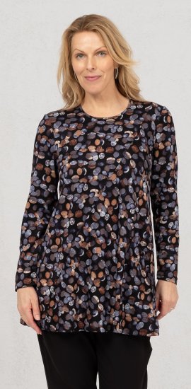 Scandinavian Caramel Flower Petals Tunic Copper and Blue - Bedruckte T-shirts für damen - 