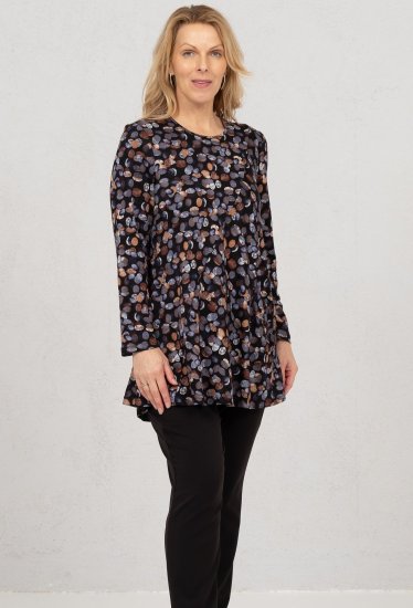 Scandinavian Caramel Flower Petals Tunic Copper and Blue - Bedruckte T-shirts für damen - 