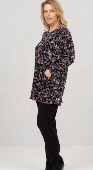 Scandinavian Caramel Flower Petals Tunic Copper and Blue - Bedruckte T-shirts für damen - 