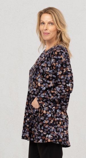 Scandinavian Caramel Flower Petals Tunic Copper and Blue - Bedruckte T-shirts für damen - 