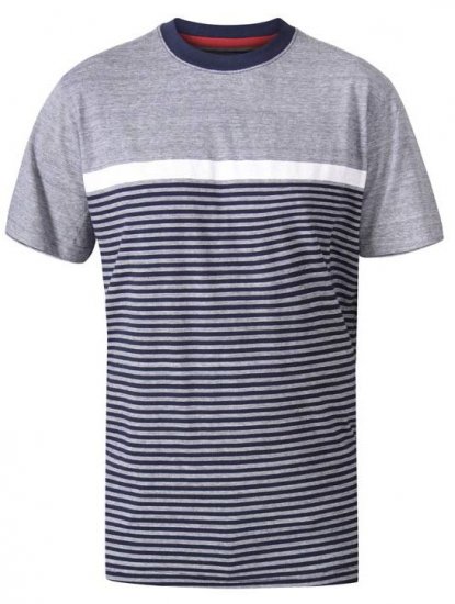 D555 Perkins Crew Neck Cut And Sew Jacquard T-Shirt Navy - Herren-T-Shirts - Herren-T-Shirts in großen Größen