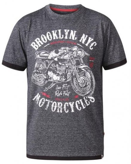 D555 Roman Brooklyn Motorcycles Crew Neck T-Shirt Black Twist - Herren-T-Shirts - Herren-T-Shirts in großen Größen