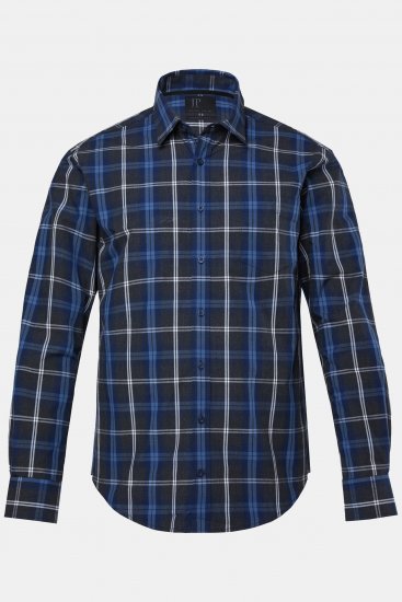 JP1880 Checked Shirt Long Sleeve Kent Collar Anthracite - Herrenhemden - Herrenhemden in großen Größen