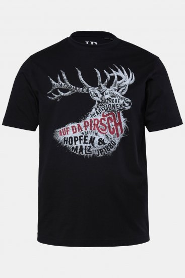 JP1880 T-Shirt Elk Print Black - Herren-T-Shirts - Herren-T-Shirts in großen Größen