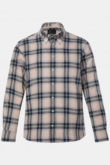 JP1880 Checked Flannel Shirt Long Sleeve Dark Dusty Pink - Herrenhemden - Herrenhemden in großen Größen