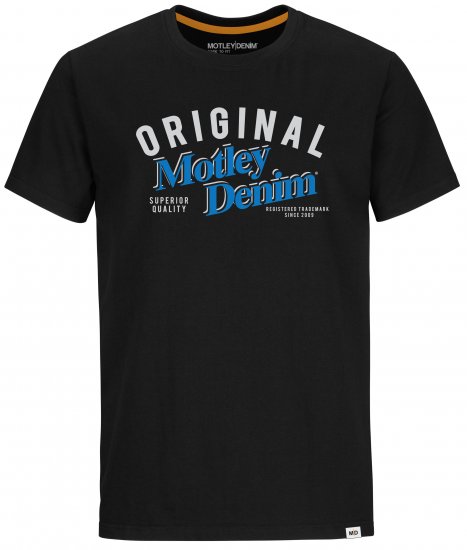 Motley Denim Salford T-shirt Blue on Black - Herren-T-Shirts - Herren-T-Shirts in großen Größen