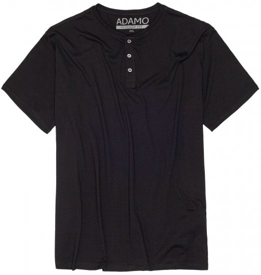 Adamo Silas Regular fit Serafino T-shirt Black - Herren-T-Shirts - Herren-T-Shirts in großen Größen