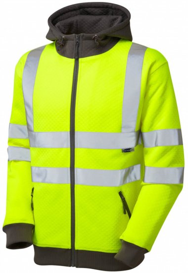 Leo Saunton Hooded Sweatshirt Hi-Vis Yellow - Herren arbeitskleidung - Herren Arbeitskleidung Große Größen