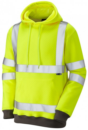 Leo Goodleigh Hooded Sweatshirt Hi-Vis Yellow - Herren arbeitskleidung - Herren Arbeitskleidung Große Größen
