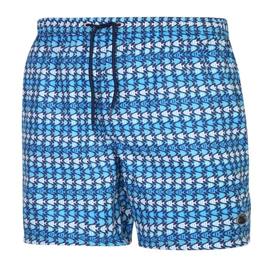 Espionage SW086 Badeshorts mit Fisch-Print Blau - Bademode - Herren-Badeshorts in Übergröße