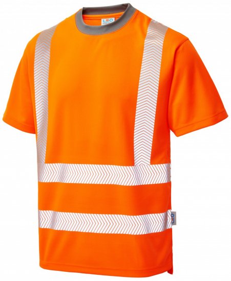 Leo Larkstone Coolviz Plus T-shirt Hi-Vis Orange - Herren Arbeitskleidung Große Größen - Herren Arbeitskleidung Große Größen