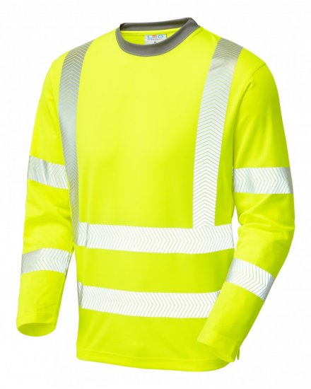 Leo Capstone Coolviz Plus Long Sleeve T-shirt Hi-Vis Yellow - Herren arbeitskleidung - Herren Arbeitskleidung Große Größen