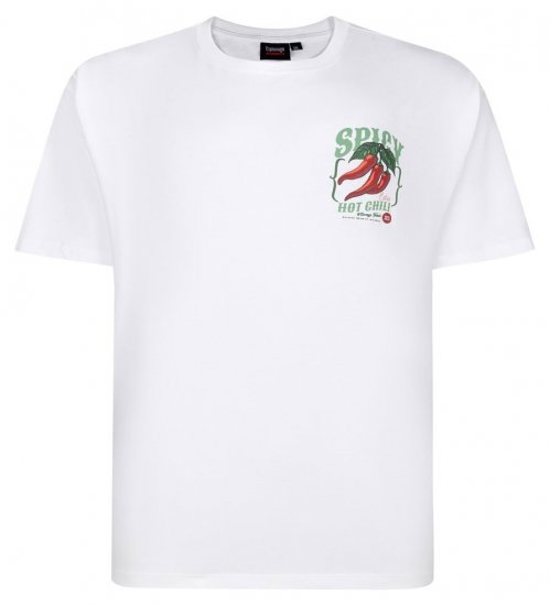 Espionage T457 Spicy Chilli Bedrucktes T-Shirt Weiß - Herren-T-Shirts - Herren-T-Shirts in großen Größen