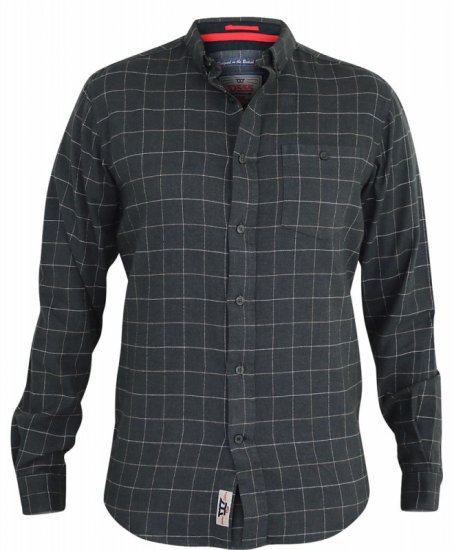 D555 Taylor Long Sleeve Shirt Charcoal - Herrenhemden - Herrenhemden in großen Größen