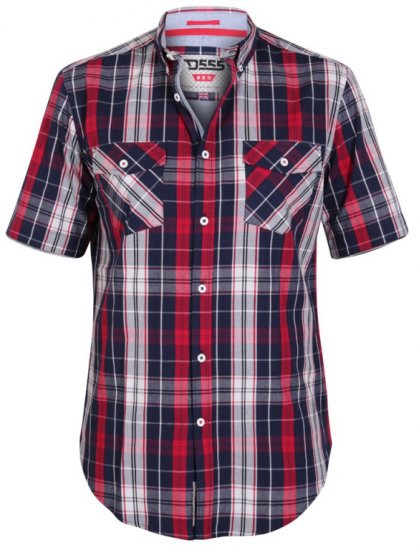 D555 Terell Shirt Navy/Red - Herrenhemden - Herrenhemden in großen Größen