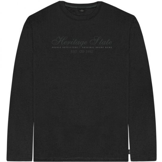 Double Outfitters TS-9171 Long Sleeve T-Shirt Embroidered Black - Herren-T-Shirts - Herren-T-Shirts in großen Größen