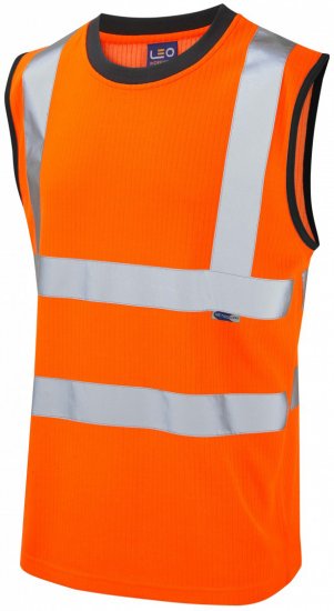 Leo Ashford Comfort Sleeveless T-shirt Hi-Vis Orange - Herren arbeitskleidung - Herren Arbeitskleidung Große Größen