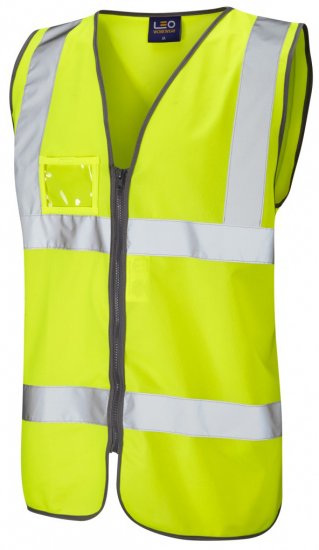 Leo Rumsam Zip Front Waistcoat Hi-Vis Yellow - Herren arbeitskleidung - Herren Arbeitskleidung Große Größen