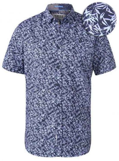 D555 Walpack Hawaiian Ao Print Short Sleeve Shirt Blue - Herrenhemden - Herrenhemden in großen Größen